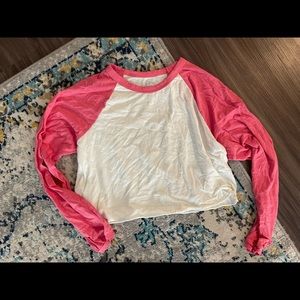 Cream and white soft American eagle cropped long sleeve